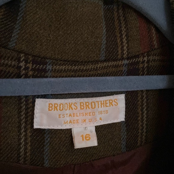 Brooks Brothers Plaid Blazer Size 16 Worsted Wool - Picture 3 of 16